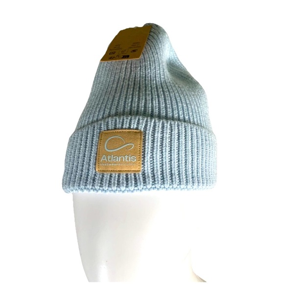 Atlantis Headwear Sustainable Beanie 100% Recycled Poly Chunky Knit Cuff BLUE - Picture 1 of 13
